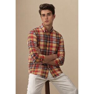 J.Crew Men's Tailored Fit Plaid Button Down Shirt 100% Cotton Multicolor Medium